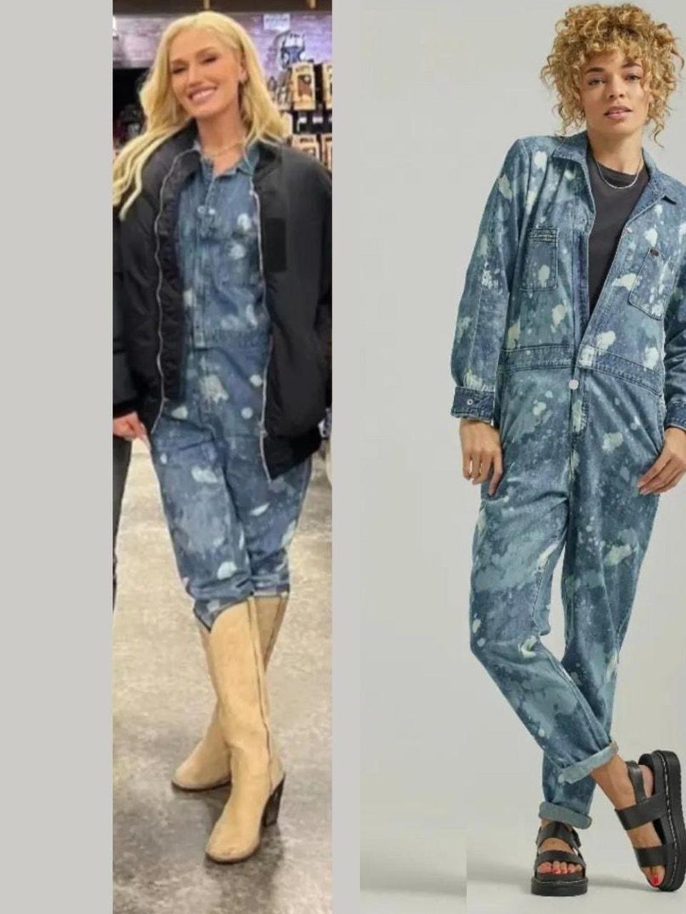 NWT Lee Size M Women's Denim Splatter Union-Alls Coverall Great Fog